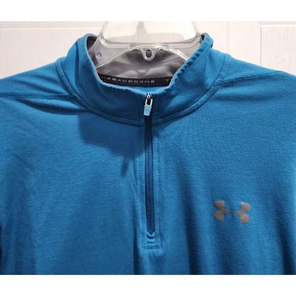 Under Armour Blue Threadborne HeatGear 1/4 Zip Loose Long Sleeve Shirt Size XL - Picture 2 of 8